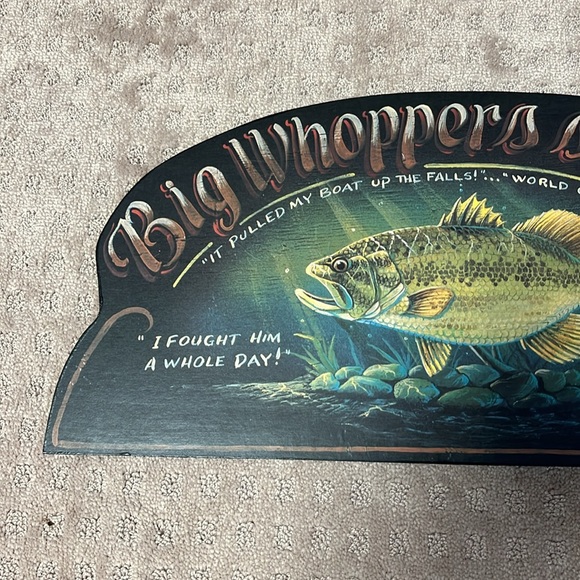 NWOT Big Whoppers Story Club Painted Wood Sign. - Picture 3 of 6